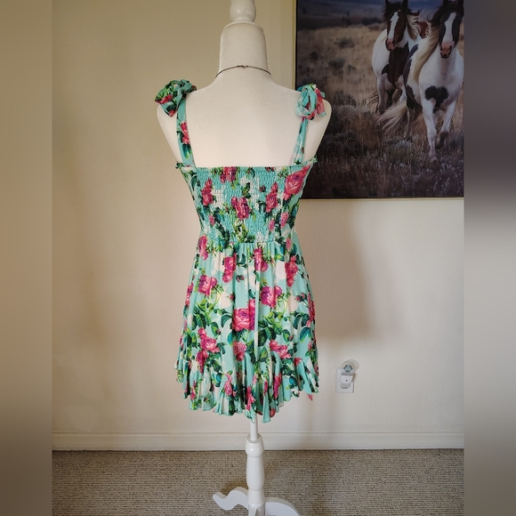 Betsey Johnson Mint Green and Pink Floral Mini Dress - Picture 2 of 8